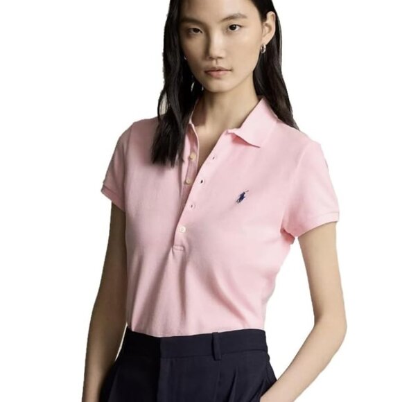 Ralph Lauren Tops - Ralph Lauren Light Pink Polo Shirt Womens Size M Stretch Mesh Feminine Tennis